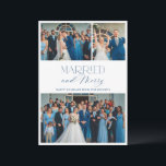 Cartão De Festividades Elegant Married and Merry 3 Photo Collage<br><div class="desc">This card features 3 photos with your personalization on the front,  and your optional personalized text on the back. along with one more photo.  Use the template form to add your custom text and photos to both sides of the card.</div>