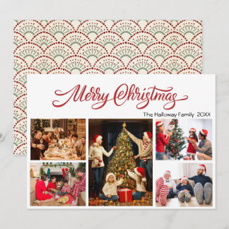 Cartão De Festividades Elegant Merry Christmas 5 photos Holiday Card