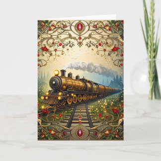 Cartão De Festividades Elegant Merry Christmas Victorian Nostalgic Train
