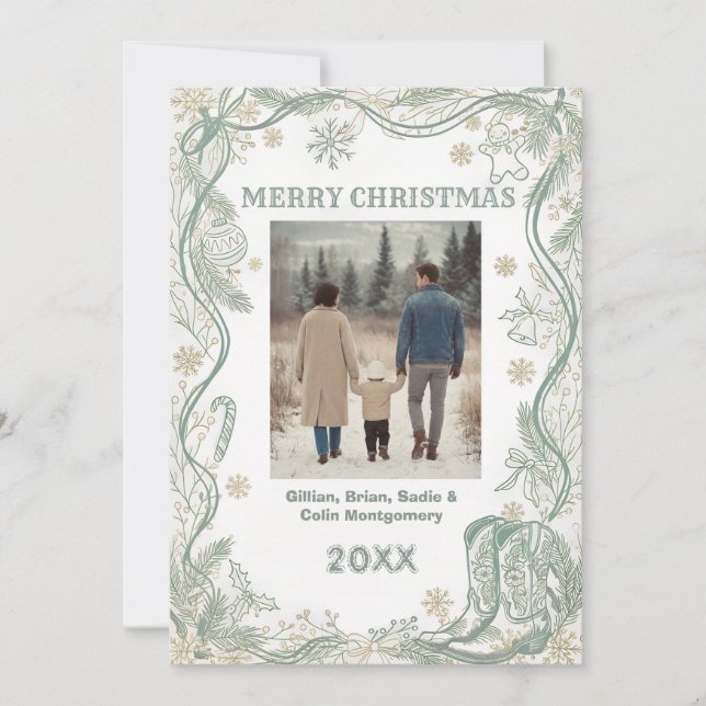 Cartão De Festividades Elegant Merry Holiday Photo Card (Frente)