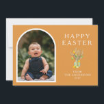 Cartão De Festividades Elegant Minimalist Easter Egg Branch Photo<br><div class="desc">Celebrate the joy of the season with this stylish Easter card featuring a trendy arched photo frame and a warm terracotta backdrop. The delicate watercolor egg branch illustration adds a whimsical touch,  making it a perfect keepsake for sharing your family's special moments with loved ones</div>