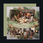 Cartão De Festividades Elegant Modern 3 Photo Family Christmas Evergreen<br><div class="desc">Um elegante e moderno feriado festivo de Natal evergreen, 3 cartões de saudação da família de fotos com boho rústico evergreen boughs e ornamentos, em bonitinhos terraços leves e matizes verdes. Vírus moderno russo. Substitua essas fotos marcadoras por suas próprias fotos de feriado. Personalize com suas fotos e coloque-as no...</div>