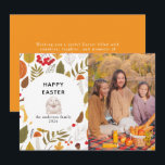 Cartão De Festividades Elegant Modern Floral & Eggs Happy Easter Photo<br><div class="desc">Elegant Modern Floral & Eggs Happy Easter Photo</div>