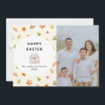 Cartão De Festividades Elegant Modern Floral  Happy Easter Family Photo<br><div class="desc">Elegant Modern Floral  Happy Easter Family Photo</div>
