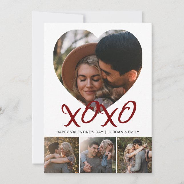 Cartão De Festividades Elegant Modern Happy Valentine's Day 4 Photo (Frente)