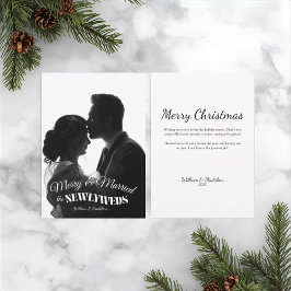 Cartão De Festividades Elegant Modern Minimalist Black And White Newlywed
