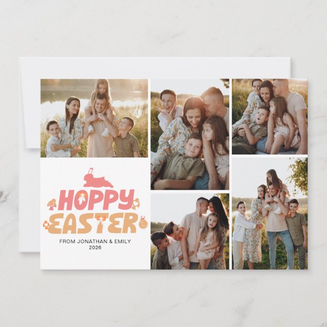Cartão De Festividades Elegant Modern Minimalist Happy Easter 5 Photo (Frente)