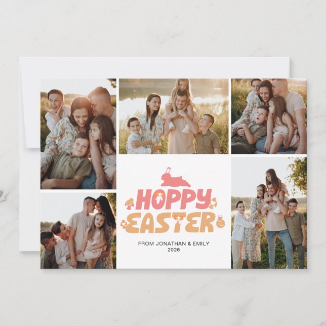 Cartão De Festividades Elegant Modern Minimalist Happy Easter 5 Photo (Frente)