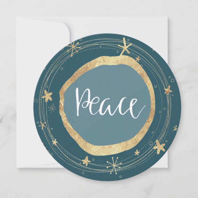 Cartão De Festividades Elegant Modern Peace Gold Star Holiday Card (Frente)