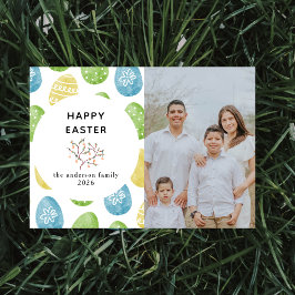 Cartão De Festividades Elegant Modern Watercolor Eggs Happy Easter Photo