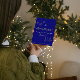 Cartão De Festividades Elegant Navy & Gold Christian Christmas Card