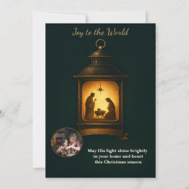 Cartão De Festividades Elegant Navy Lantern Nativity Christian Christmas