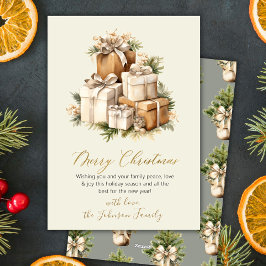 Cartão De Festividades Elegant Neutral Watercolor Christmas Presents