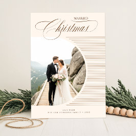 Cartão De Festividades Elegant Newlywed Couple Wedding Photo Christmas