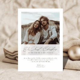 Cartão De Festividades Elegant Our First Christmas Romantic Script Photo