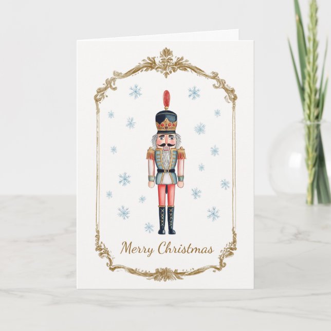Cartão De Festividades Elegant Personalized Nutcracker Photo Christmas (Frente)
