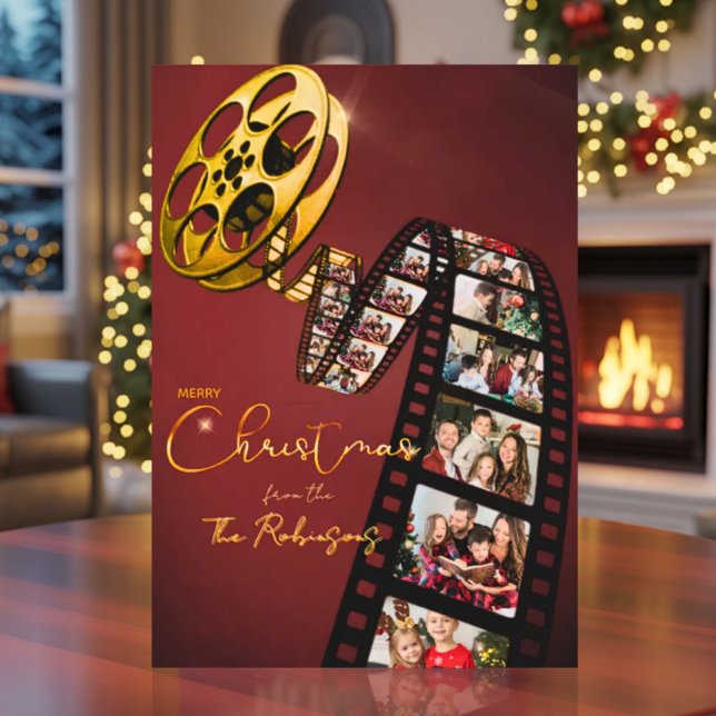 Cartão De Festividades Elegant Photo Christmas Card for Movie Lovers (Criador carregado)