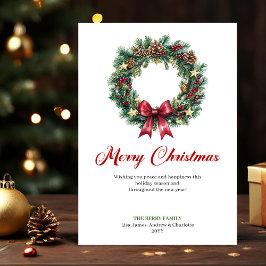 Cartão De Festividades Elegant Pine Wreath Christmas Greeting Holiday