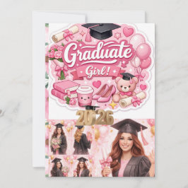Cartão De Festividades Elegant Pink Floral Graduation Party baner