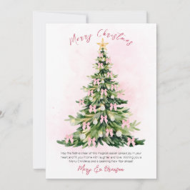 Cartão De Festividades Elegant Pink Non Photo Watercolor Tree Christmas