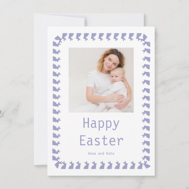 Cartão De Festividades Elegant Pretty Pastel Chic Photo Happy Easter (Frente)