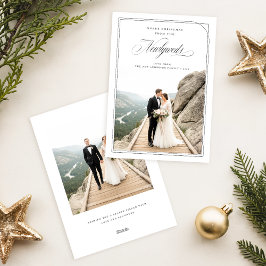 Cartão De Festividades Elegant Romantic Newlywed Two Photo Christmas