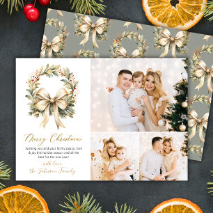 Cartão De Festividades Elegant Script Aquarela Coroa Arco Dourado 3 Foto 