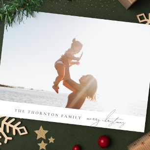 Cartão De Festividades Elegant Script COLAGEM DE FOTO DE NATAL FELIZ