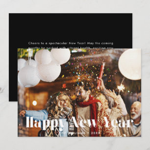 Cartão De Festividades Elegant Script Feliz Ano Novo 1 Foto 