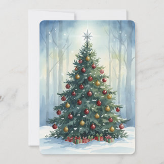 Cartão De Festividades Elegant Script Tree Non Photo Watercolor Christmas