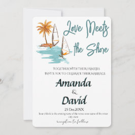 Cartão De Festividades Elegant Seaside Beach Wedding Invitation