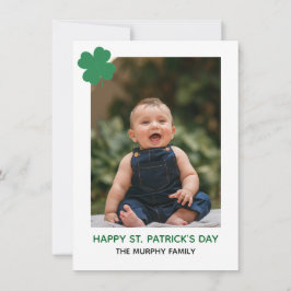 Cartão De Festividades Elegant Simple Shamrock Photo St. Patrick's Day