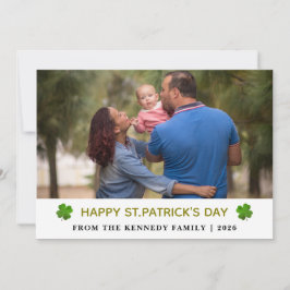 Cartão De Festividades Elegant Simple Shamrock Photo St. Patrick's Day