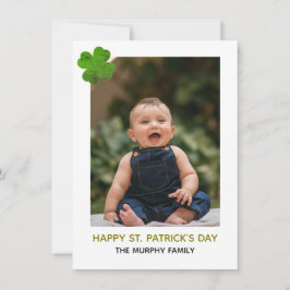 Cartão De Festividades Elegant Simple Shamrock Photo St. Patrick's Day