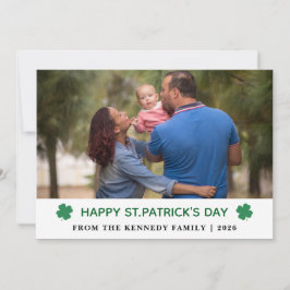 Cartão De Festividades Elegant Simple Shamrock Photo St. Patrick's Day