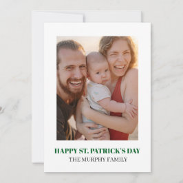 Cartão De Festividades Elegant Simple Shamrock Photo St. Patrick's Day