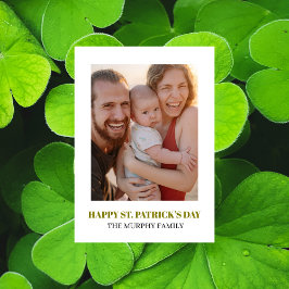 Cartão De Festividades Elegant Simple Shamrock Photo St. Patrick's Day