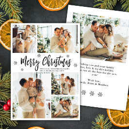 Cartão De Festividades Elegant Snowflake 5 Photo Collage Christmas   