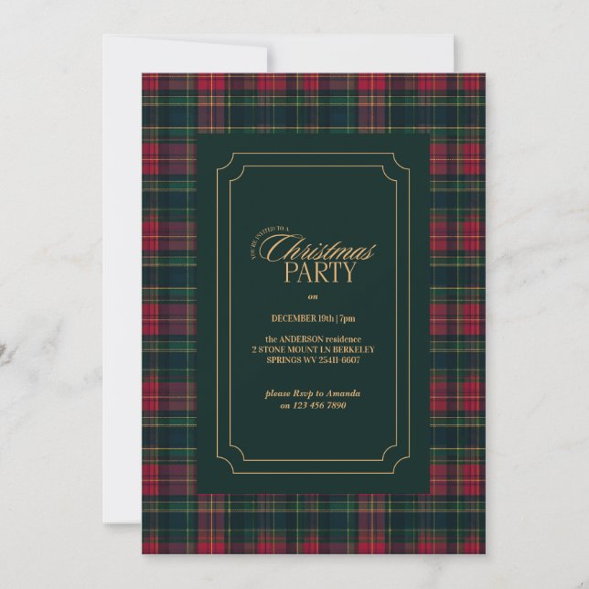 Cartão De Festividades Elegant Tartan Plaid Family Photo Christmas (Frente)
