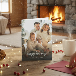 Cartão De Festividades Elegant Typography Family Photo Folded Card