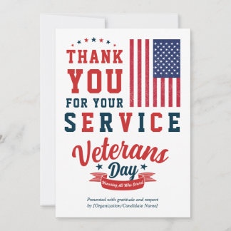 Cartão De Festividades Elegant Veterans Day Thank You 2026 Calendar