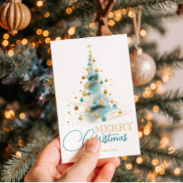 Cartão De Festividades Elegant Watercolor Christmas Tree Photo