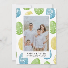 Cartão De Festividades Elegant Watercolor Eggs Pattern Happy Easter Photo
