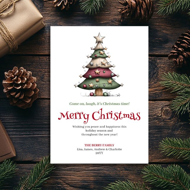 Cartão De Festividades Elegant Whimsical Christmas Tree Holiday Card (Elegant Whimsical Christmas Tree Holiday Card)