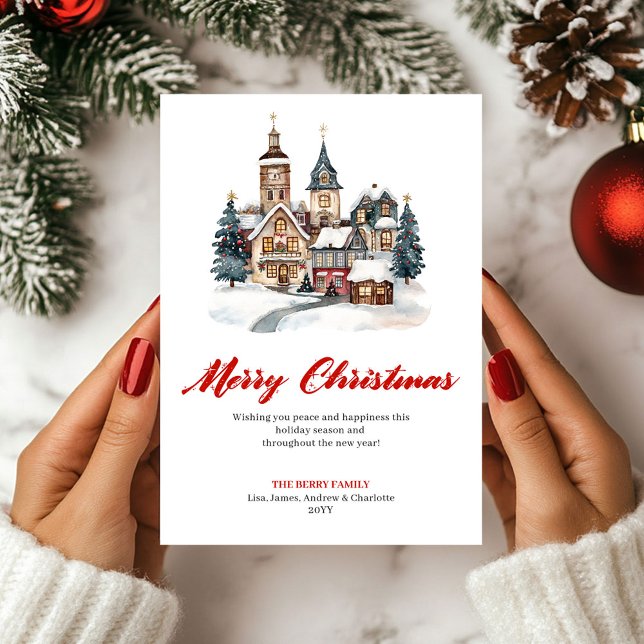 Cartão De Festividades Elegant Winter Scene Christmas Greeting Card (Elegant Winter Scene Christmas Greeting Card)