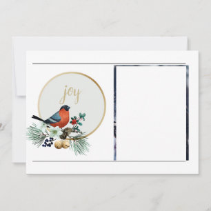 Cartão De Festividades Elegante 1 Foto Winter Robin, JOY Christmas