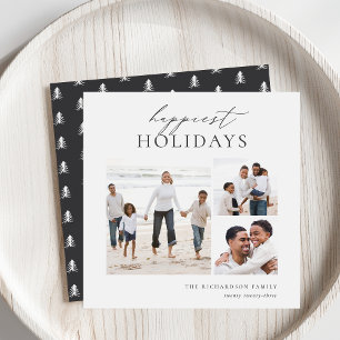 Cartão De Festividades Elegante 3 Colagem de Fotos Mais Feliz