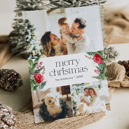 Cartão De Festividades Elegante 3 Foto de inverno Botânica Feliz Natal