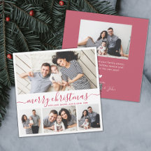 Elegante 4 Colagem de Fotos, Natal Branco Vermelho