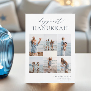 Cartão De Festividades Elegante 6 Colagem de Fotos Happiest Hanukkah